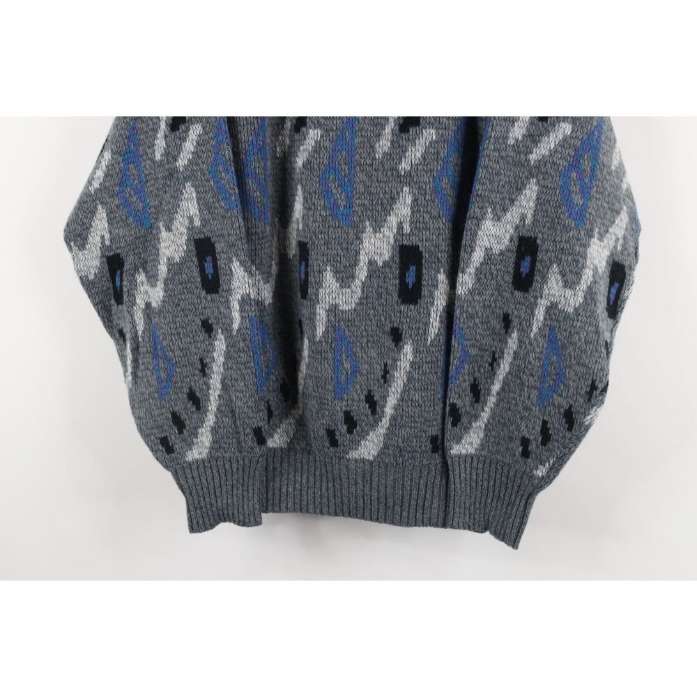 Vintage 90s Coogi Style Womens Large Abstract Geometric Knit Grandma Sweater - Picture 3 of 8
